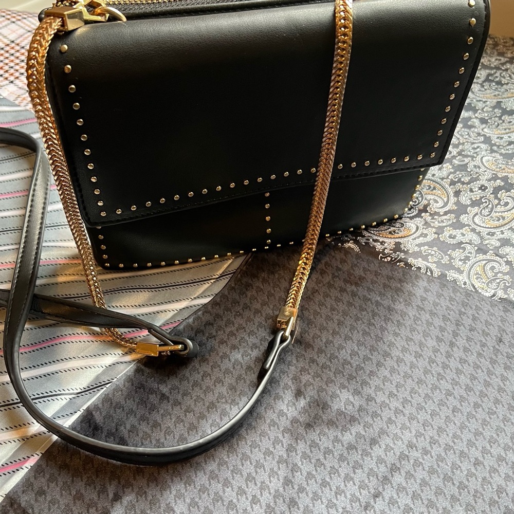 MMS Design Studio Black and Gold Shoulder Bag with Elegant Hardware  ➡️➡️➡➡️ $30